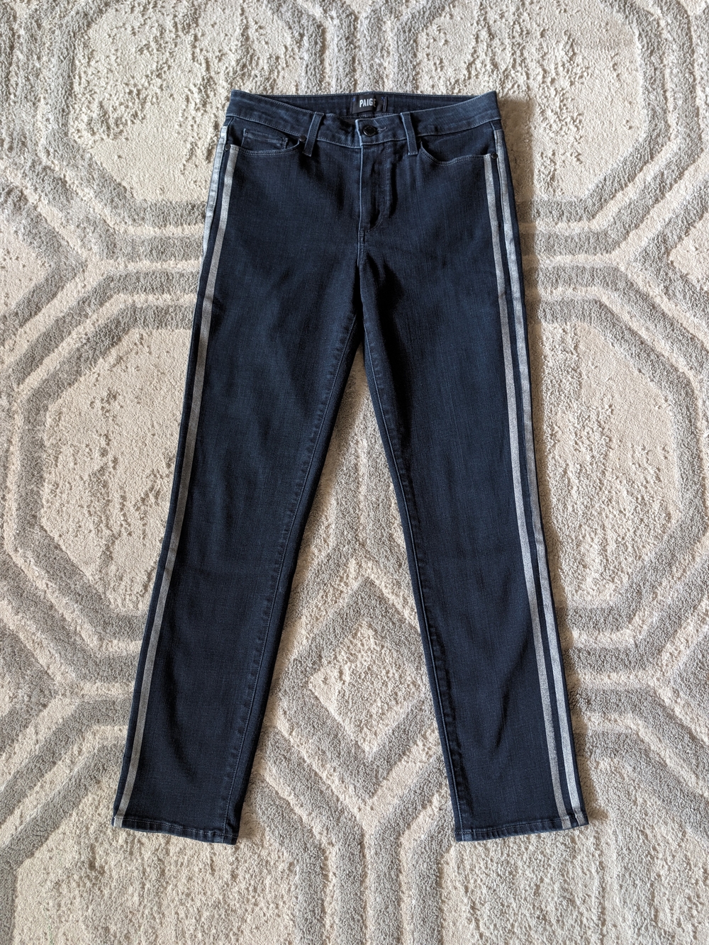 Paige Hoxton Ankle Peg Dark Denim Blue Side-Stripe Women’s Jeans Size 29